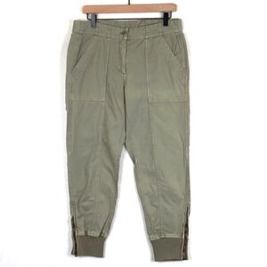 J. CREW Utility Cargo Jogger Pants Women's Sz 8 Olive Green Zipper Cuff Ankle